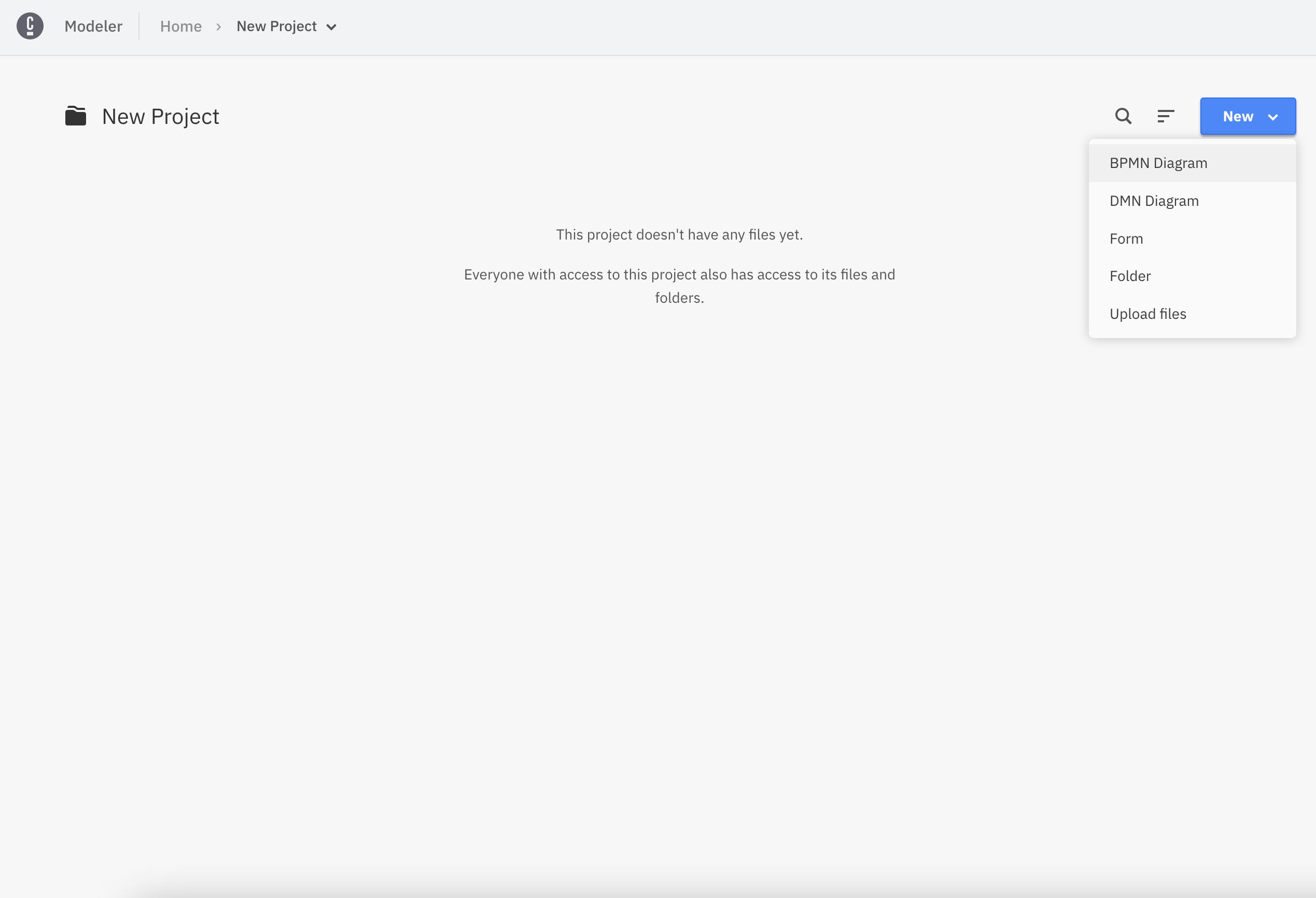 blank project create bpmn diagram