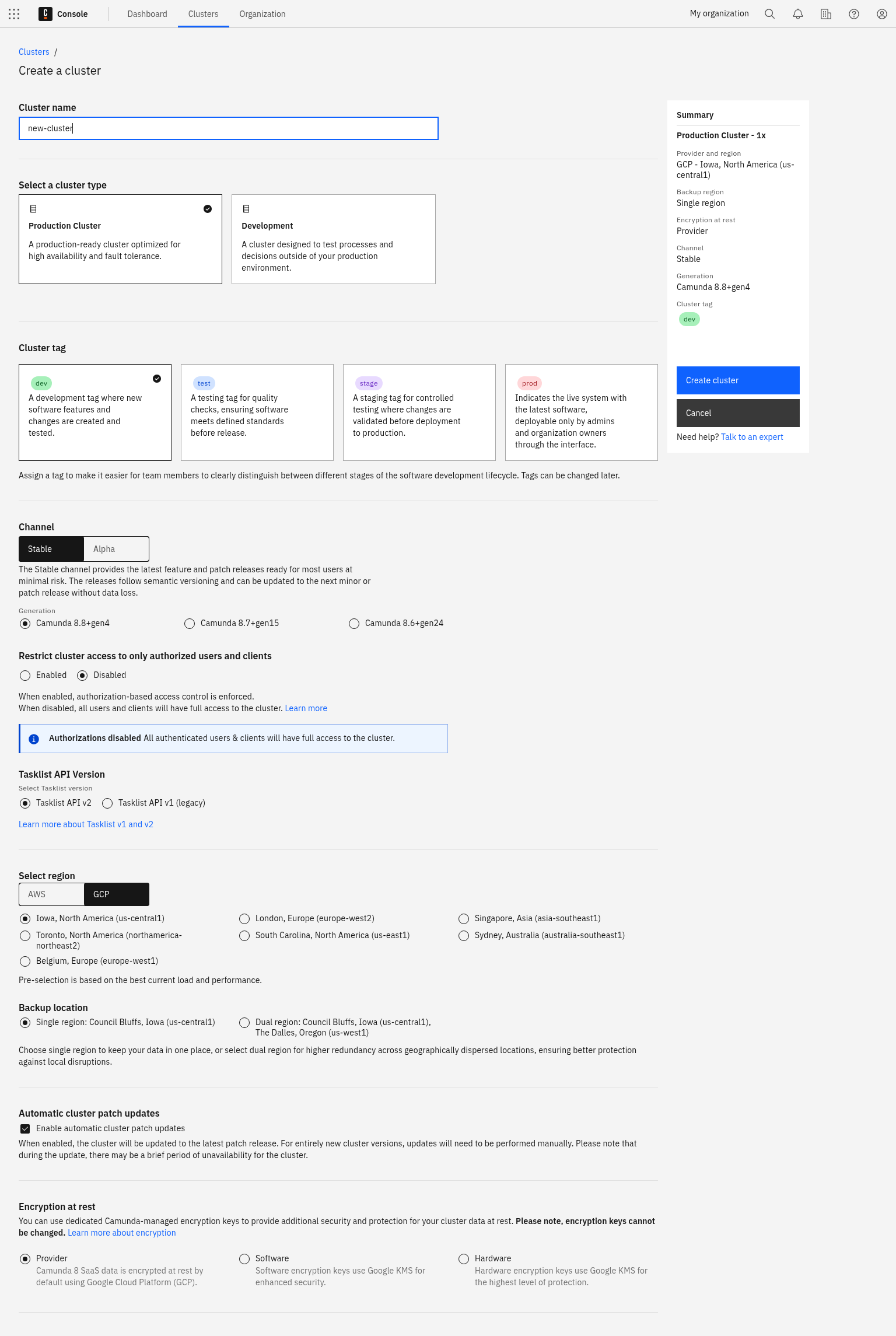 cluster-creating-modal