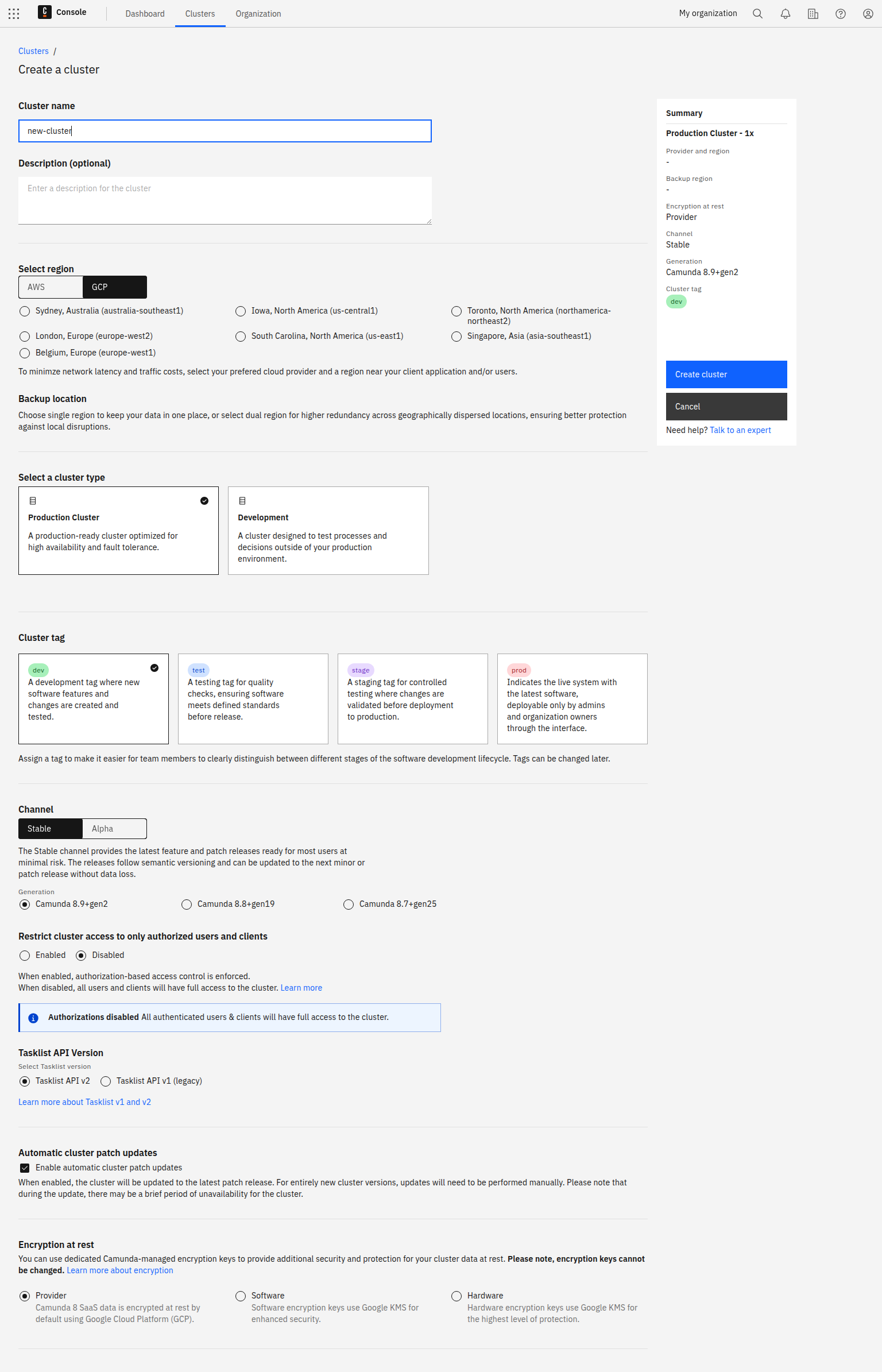 cluster-creating-modal