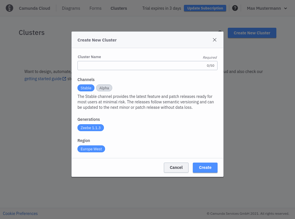 cluster-creating-modal