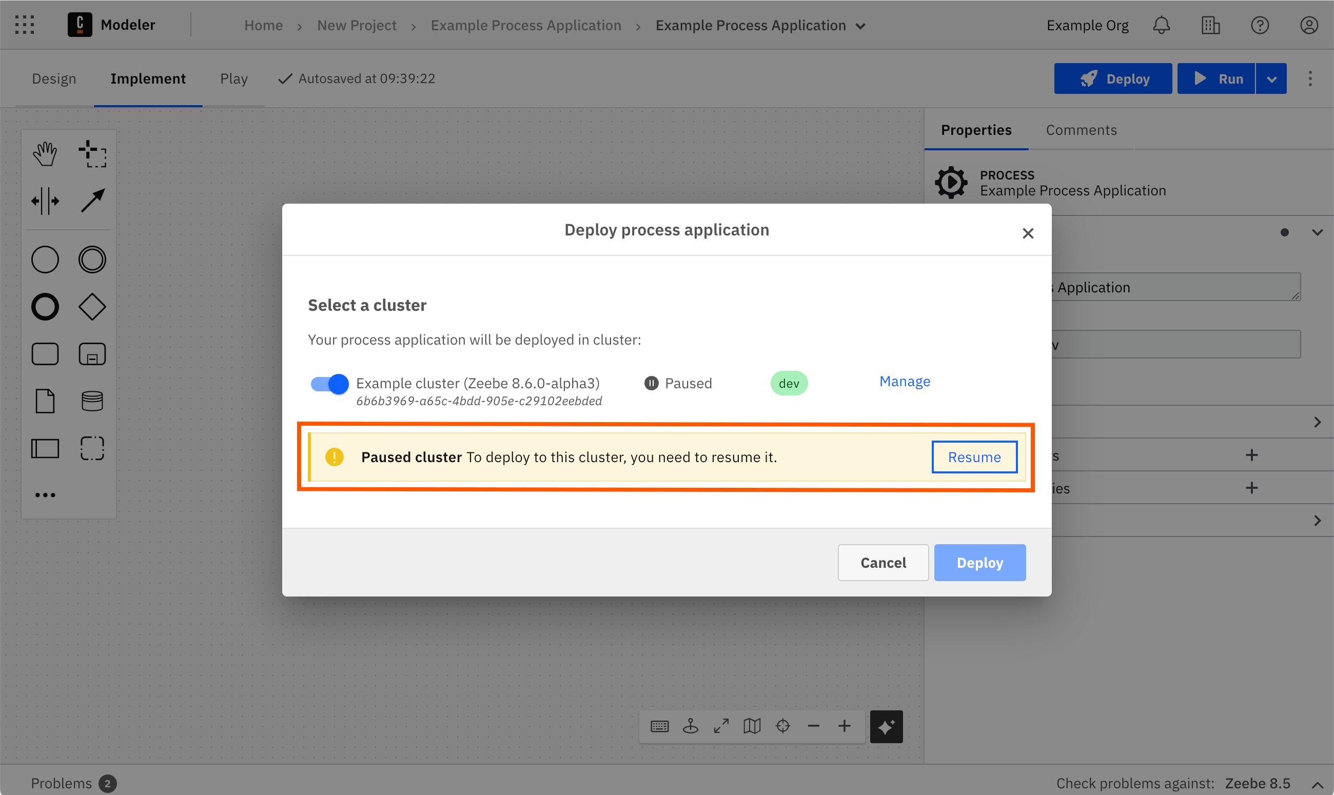 Resume a paused cluster during deployment