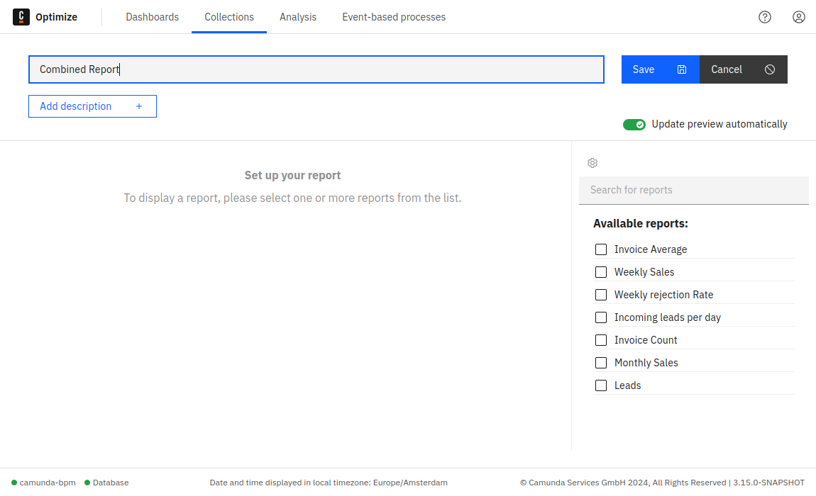 combined process report builder