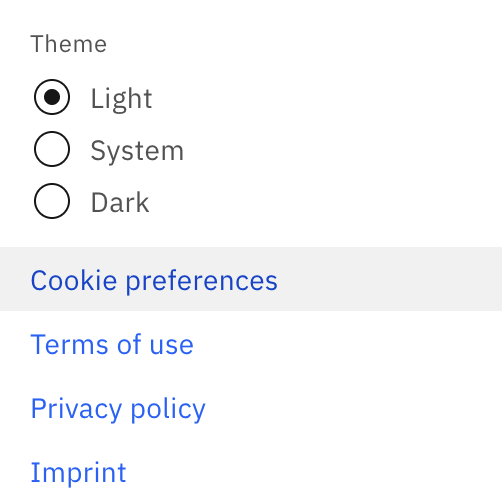 Cookie preferences in user settings