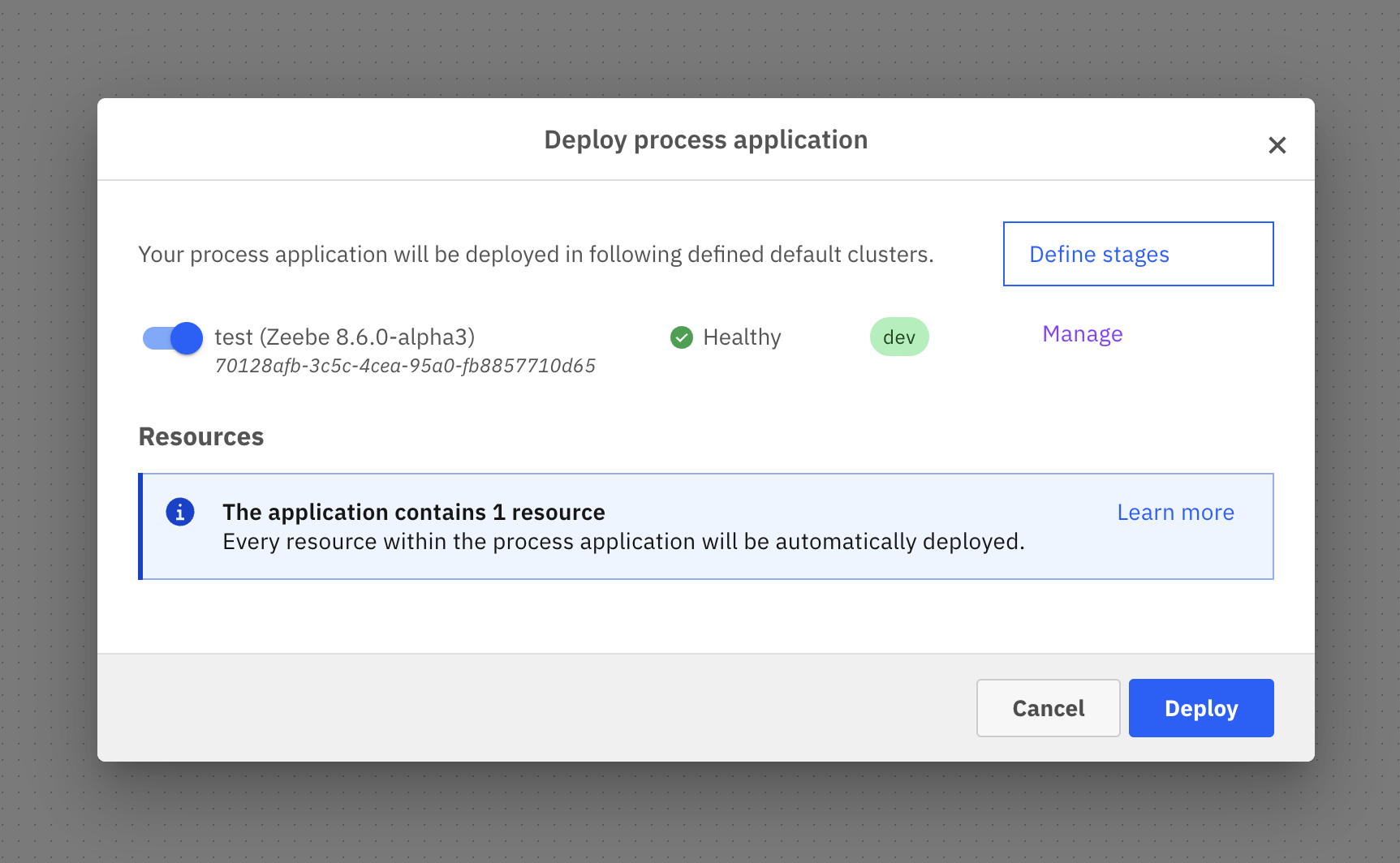 Deploy a process application