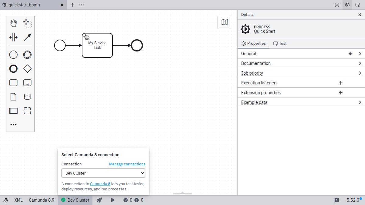 Connection selector showing a Self-Managed connection selected