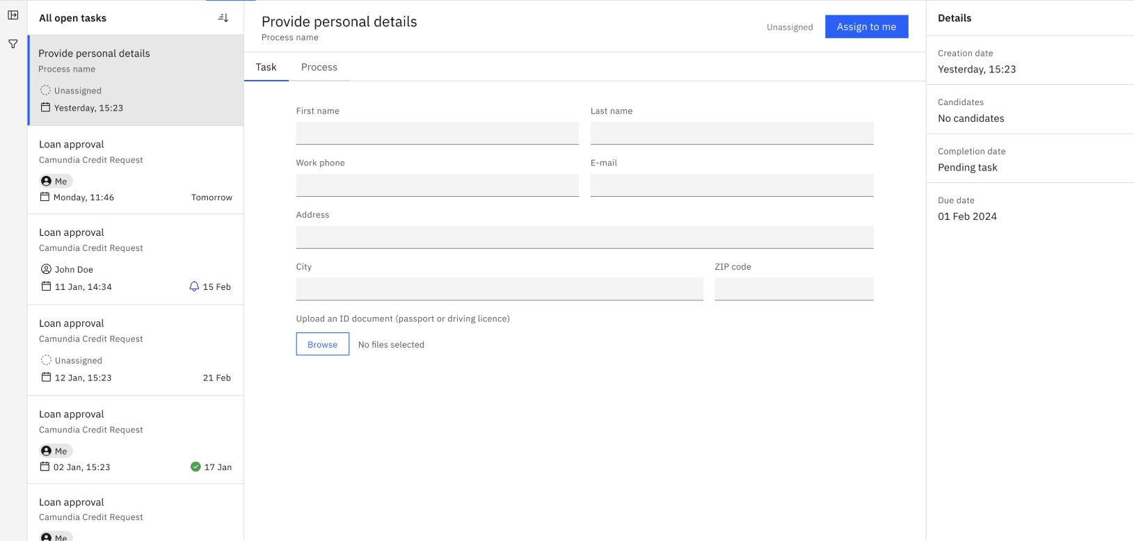 document handling in tasklist