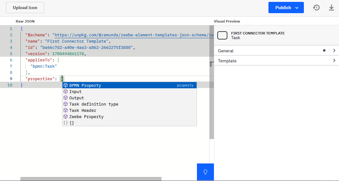 Adding a property with Ctrl+Space