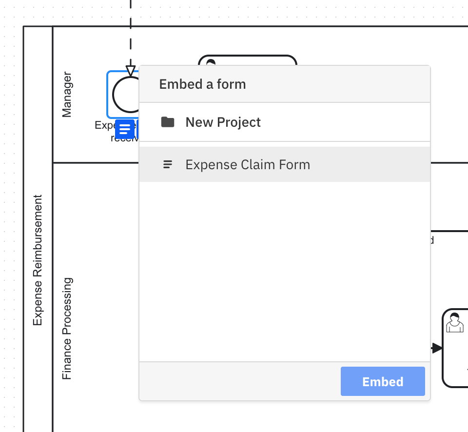 Embedding a start form