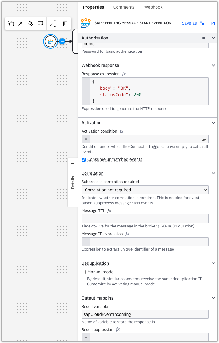 Remaining Incoming Webhook config