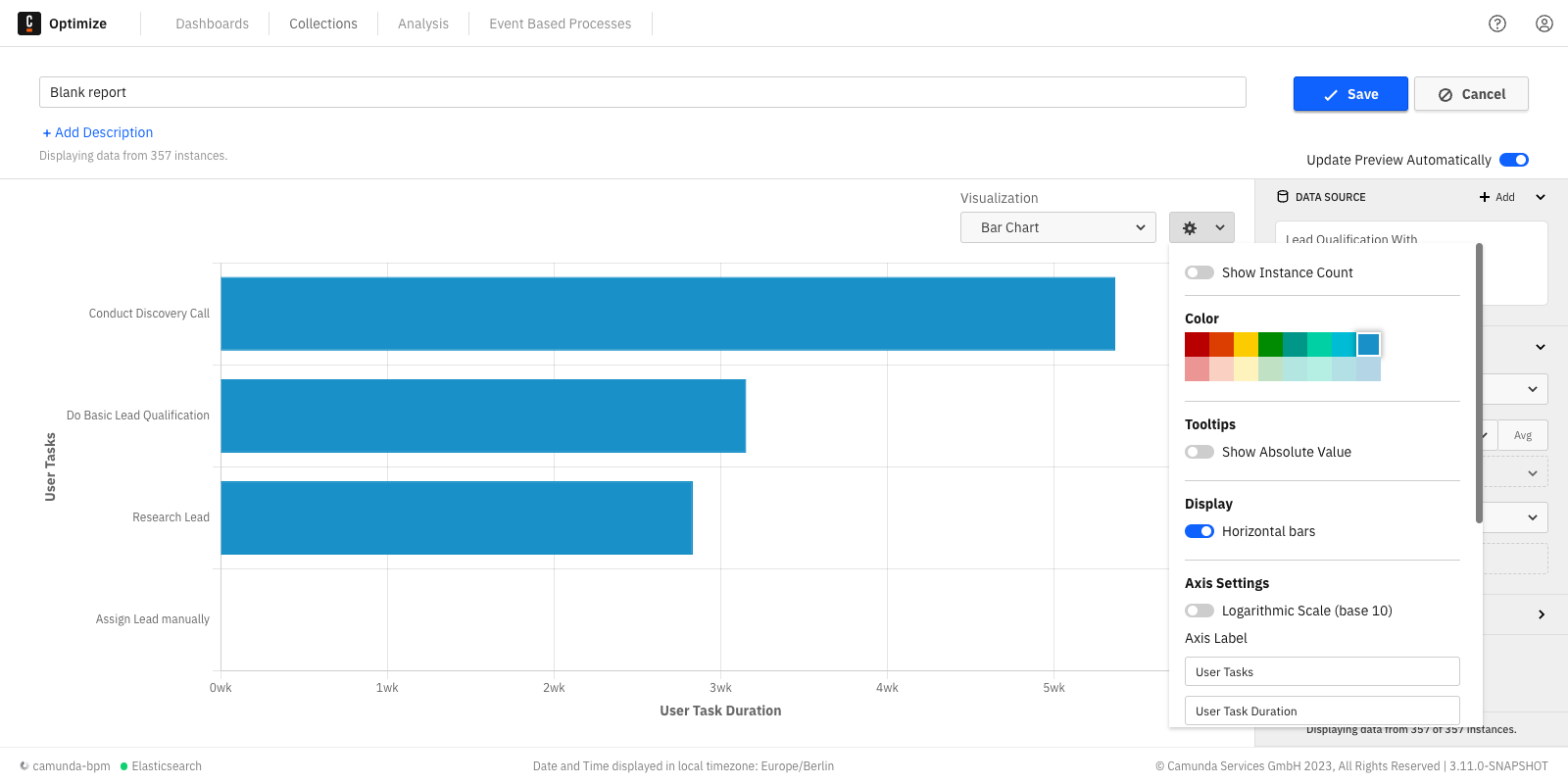 Stacked bar chart report