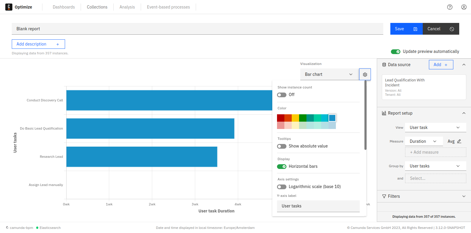 Stacked bar chart report