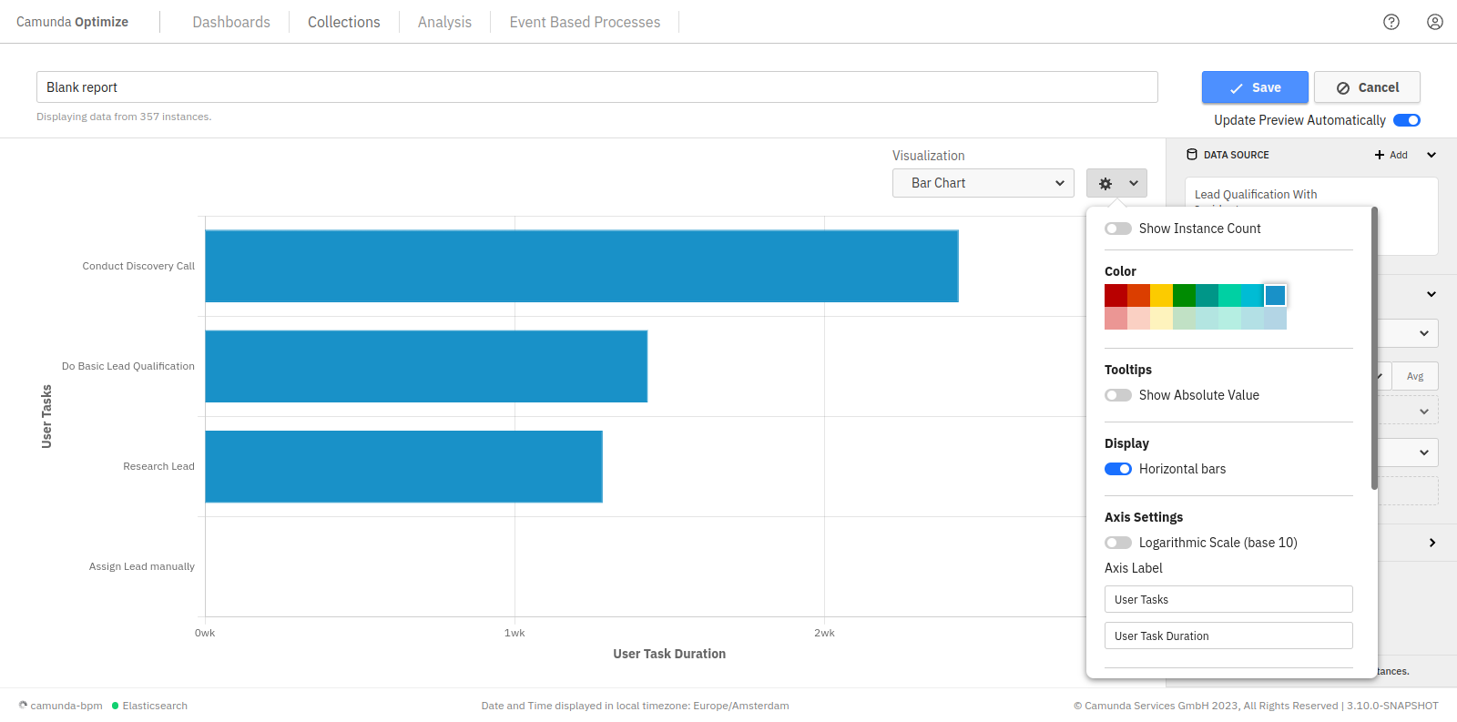 Stacked bar chart report