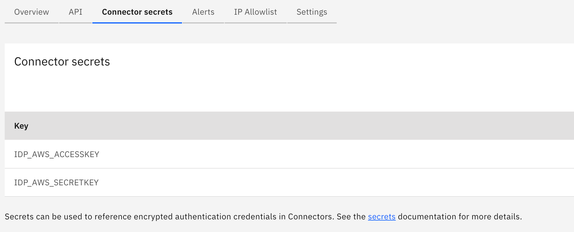Connector secrets