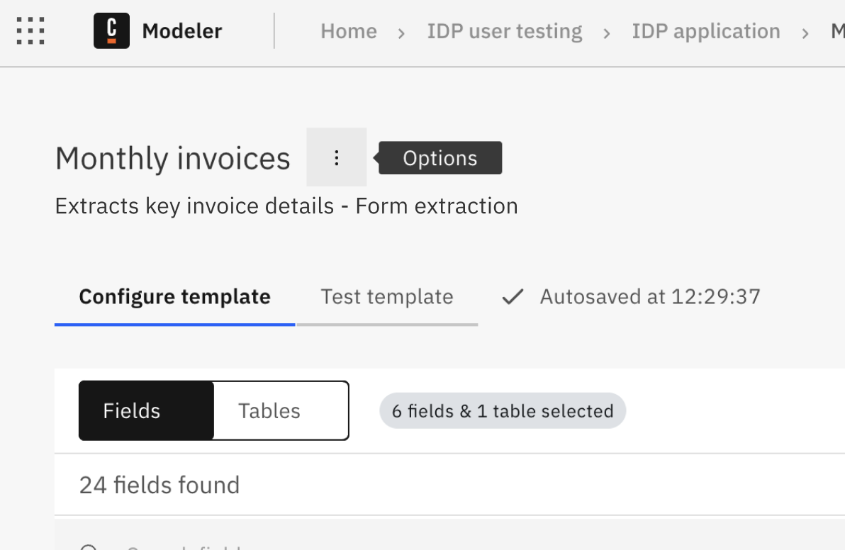 Unstructured data extraction screen