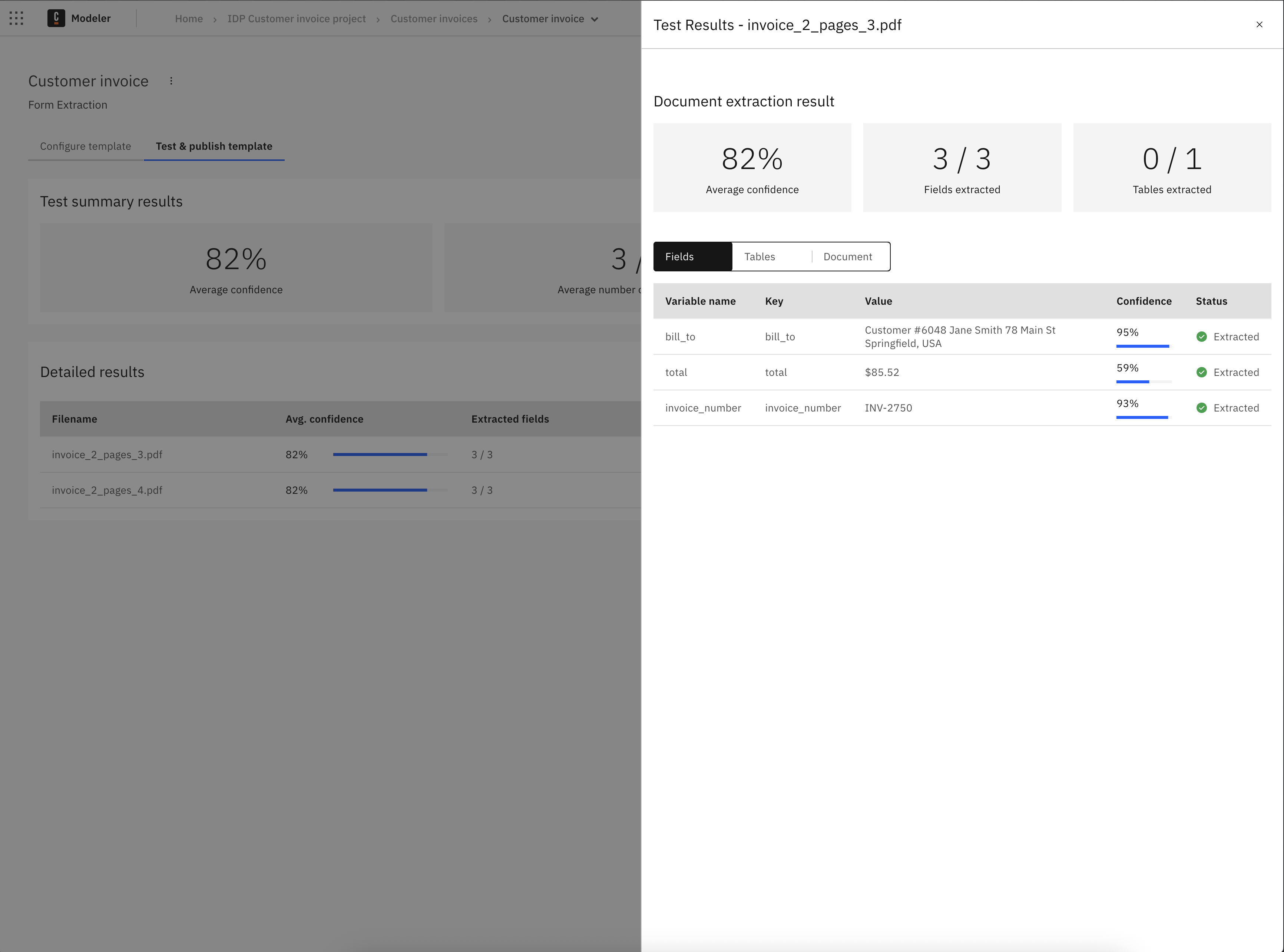 View Extraction test template