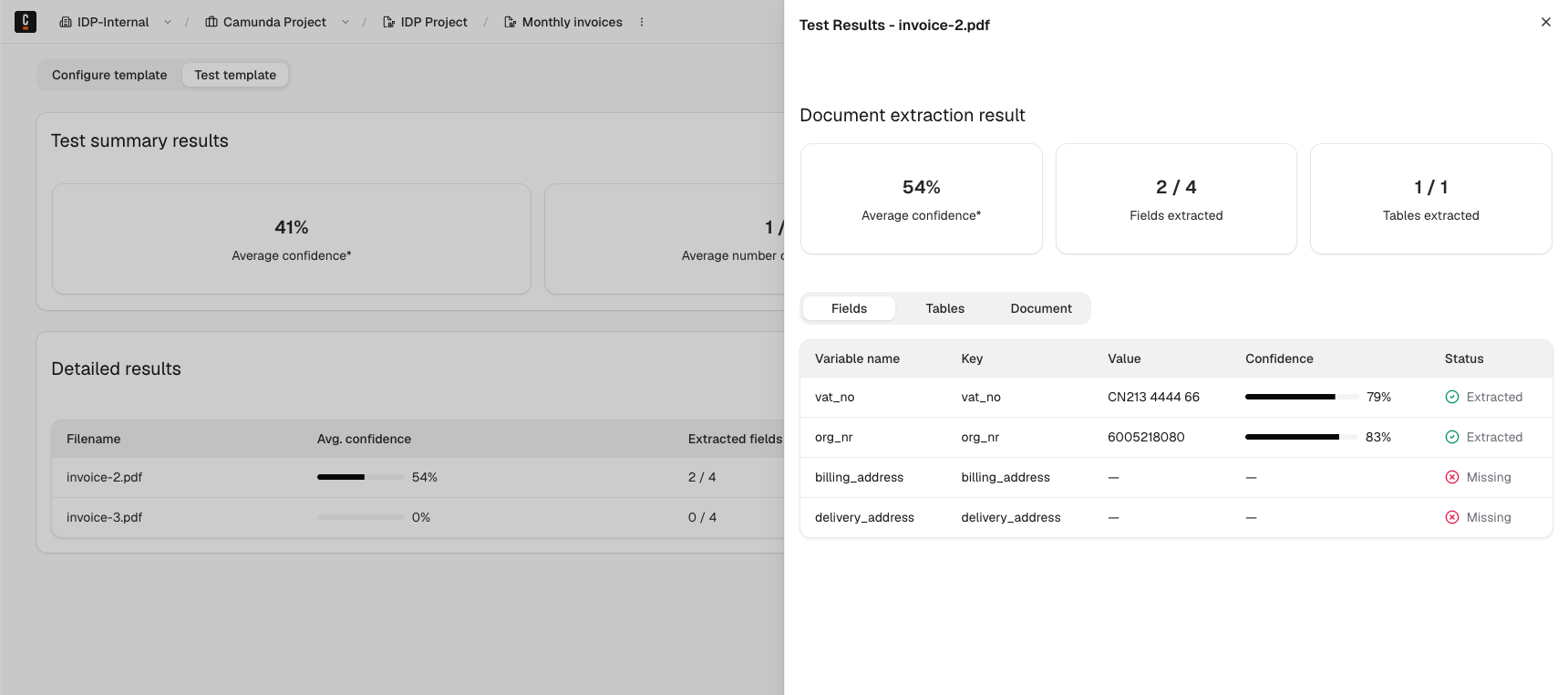 View Extraction test template