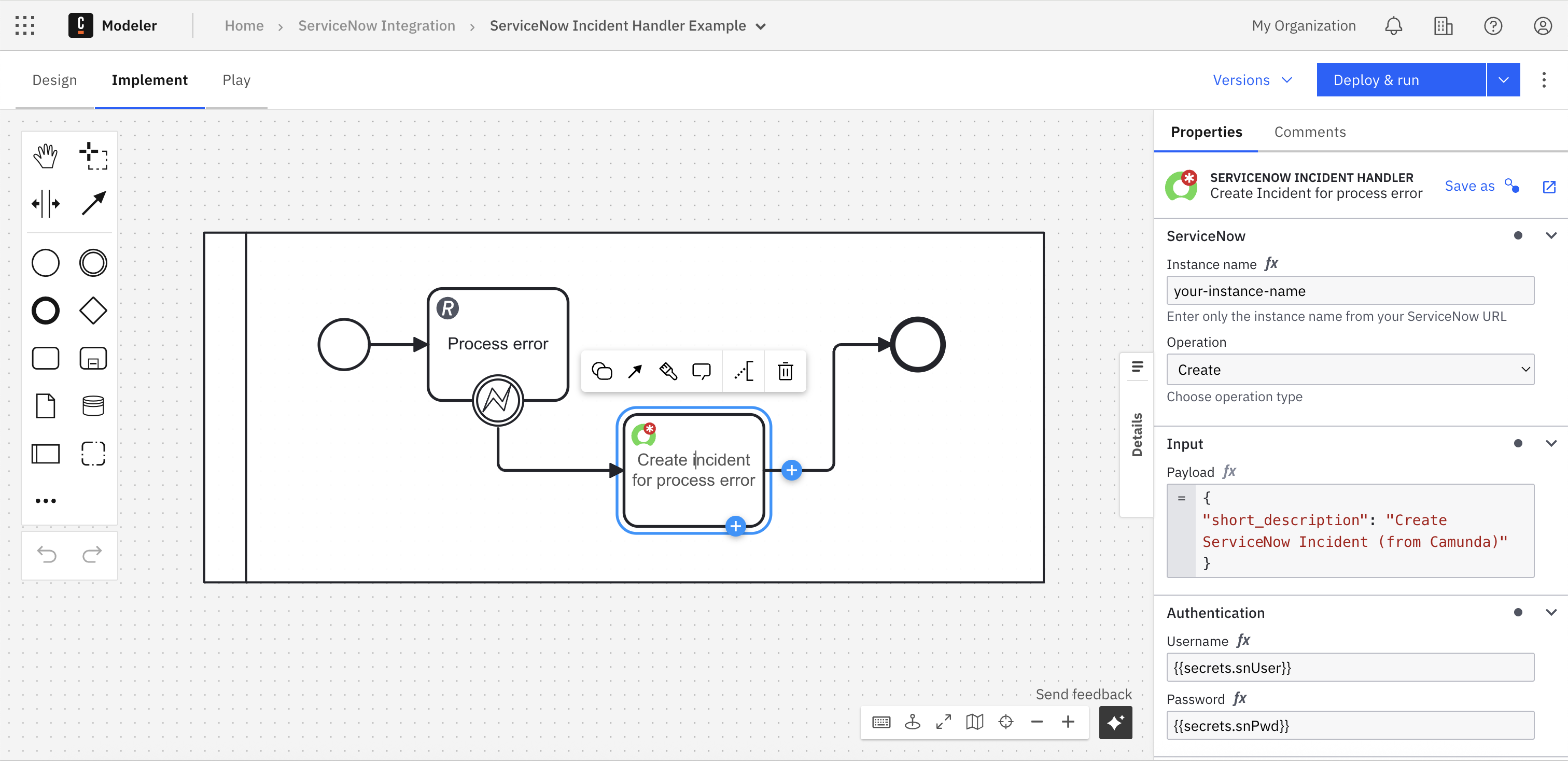 ServiceNow Incident Handler example