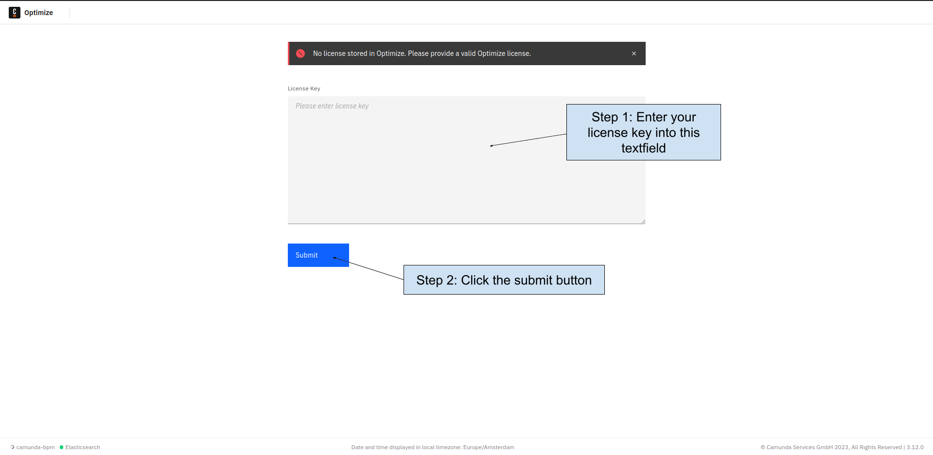 Optimize license page with no license key in the text field and submit button below