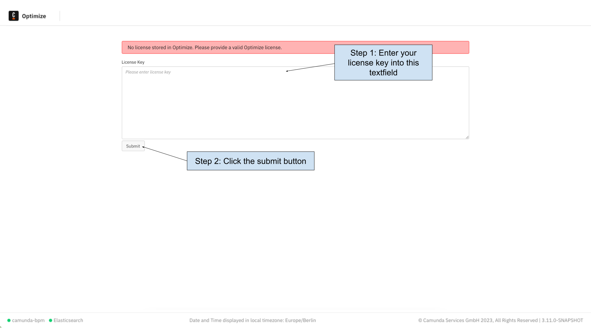 Optimize license page with no license key in the text field and submit button below