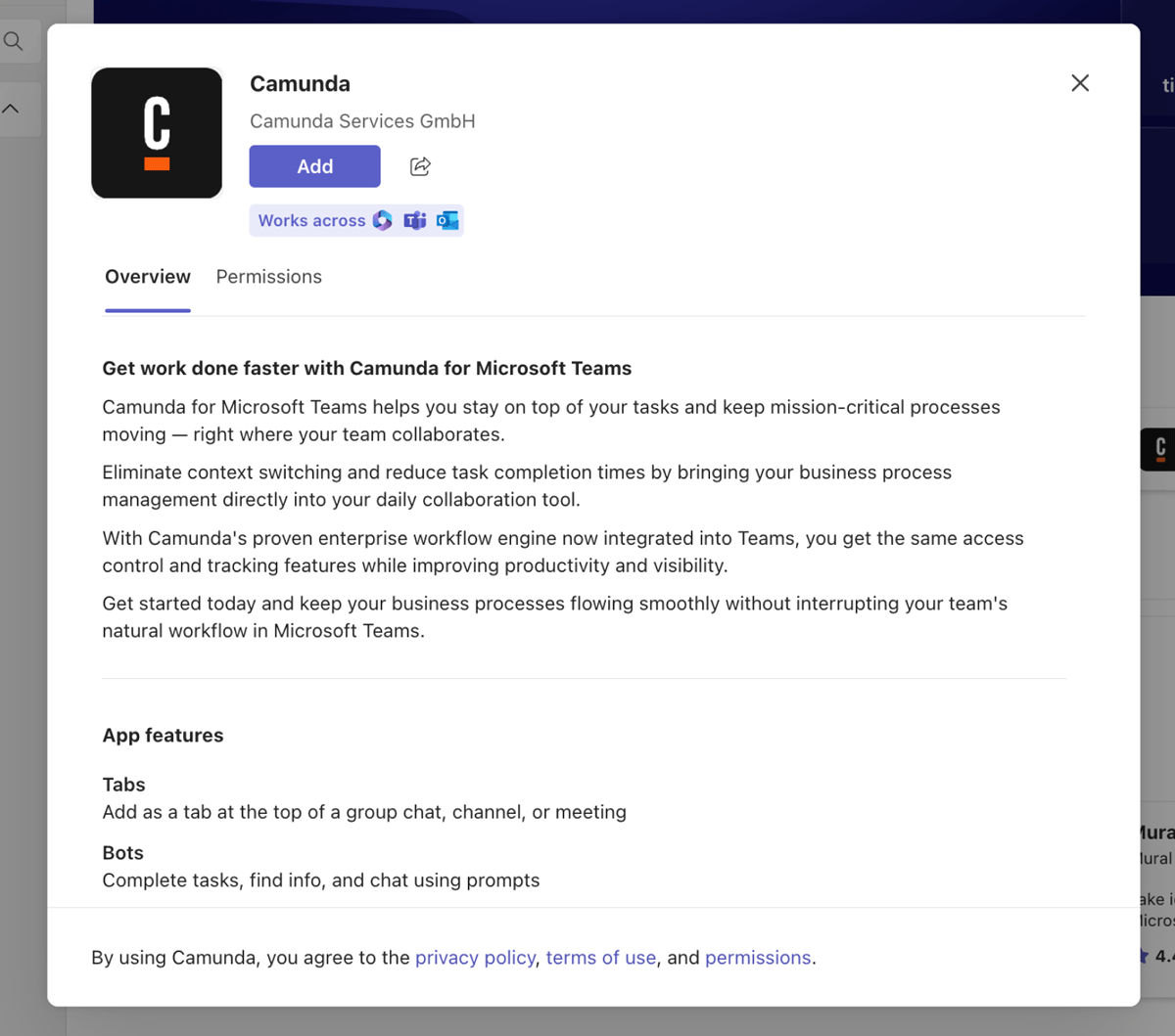 Microsoft Teams Camunda App