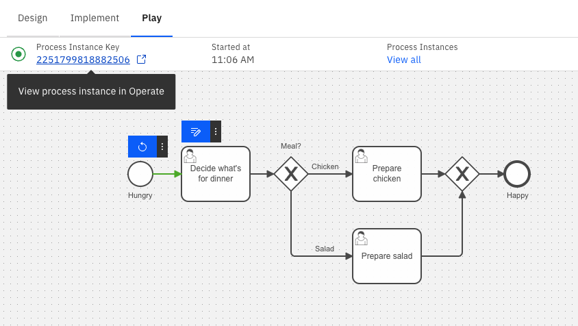 play process instance view