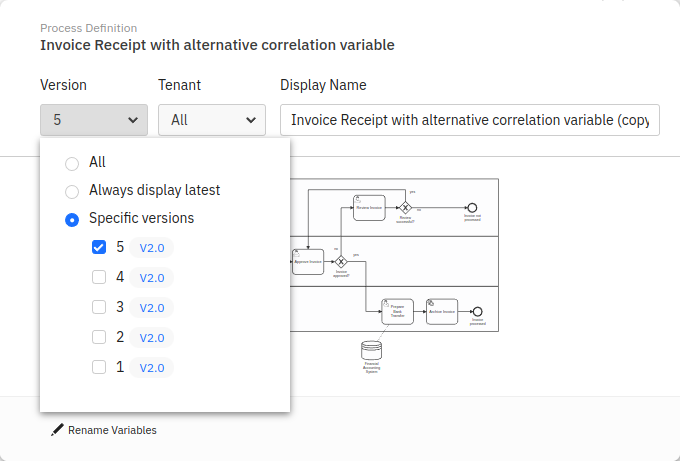 Process version selection