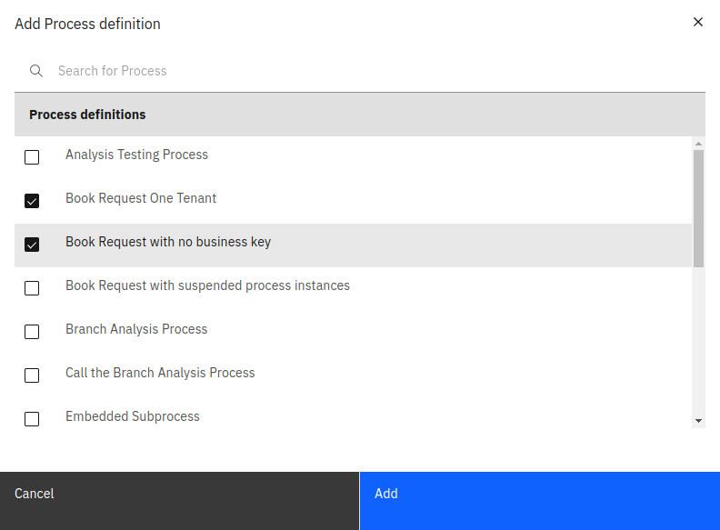 Process definition selection in the report builder in Camunda Optimize