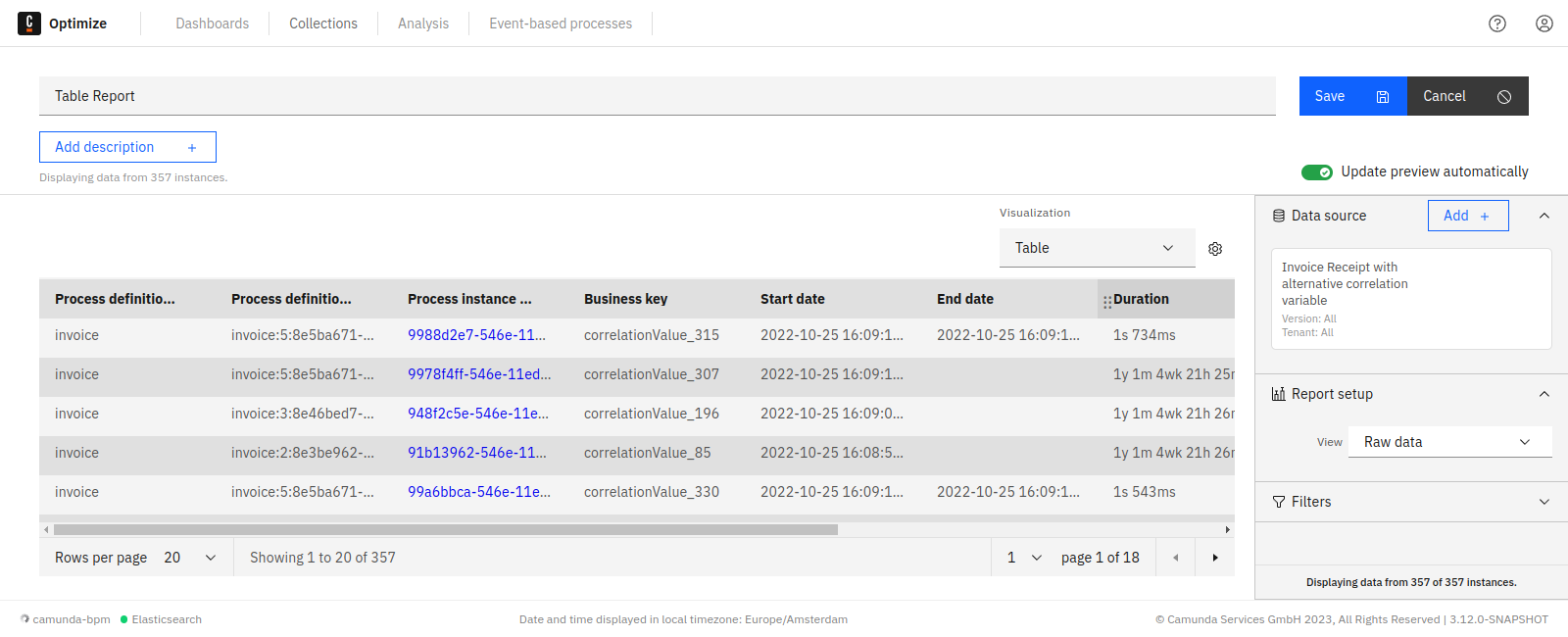 Sorting a table in Optimize