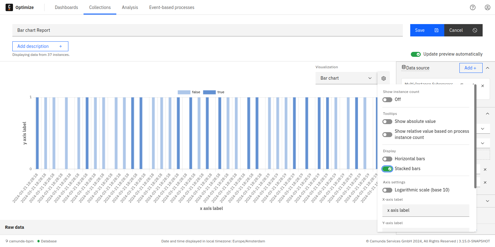 Stacked bar chart report