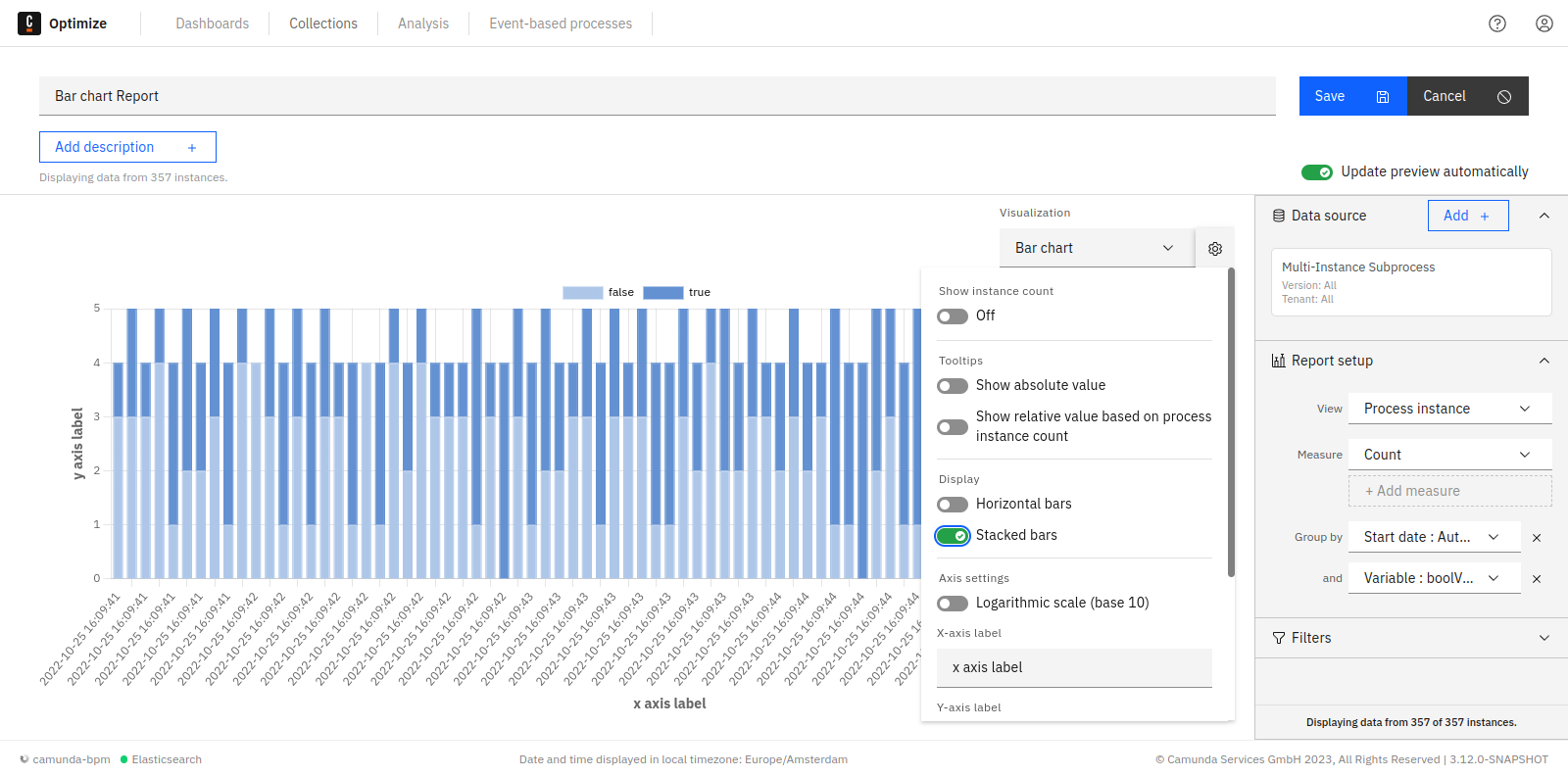 Stacked bar chart report