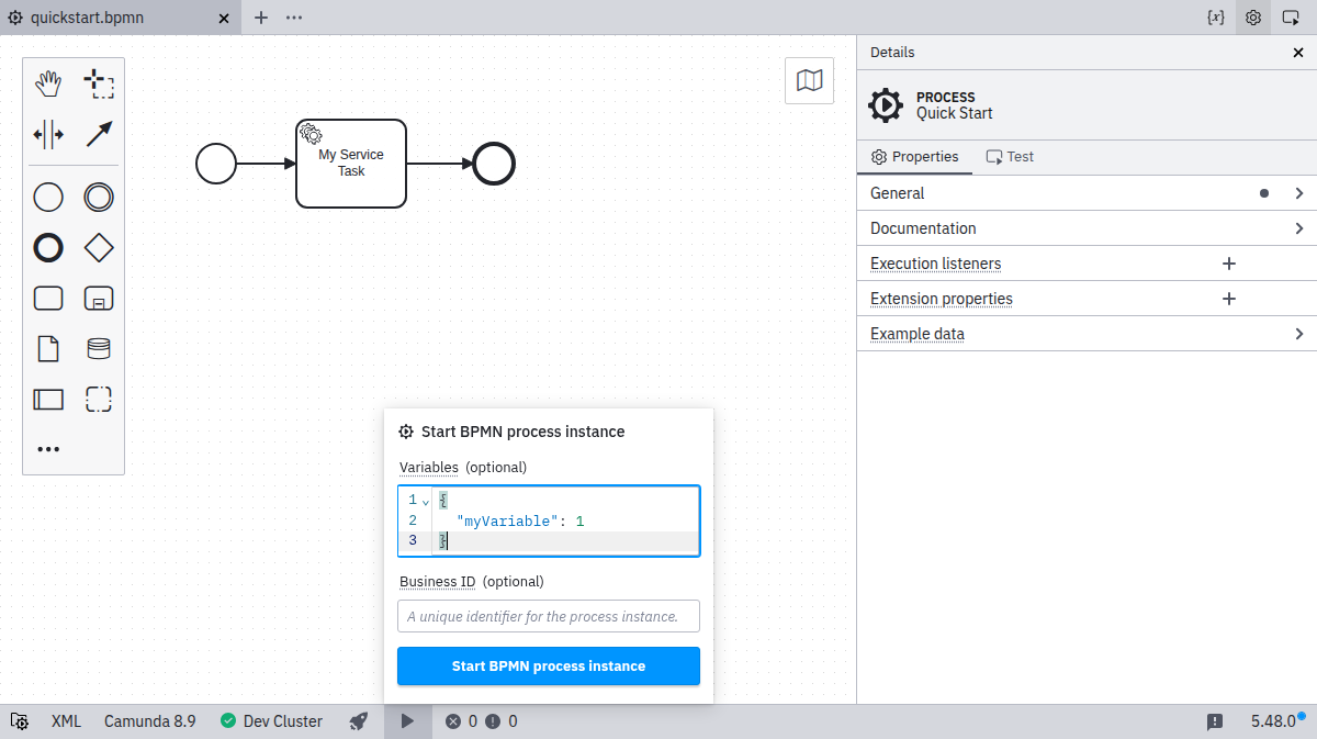 start instance overlay
