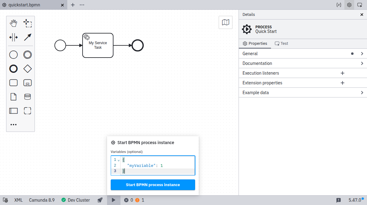 start instance overlay