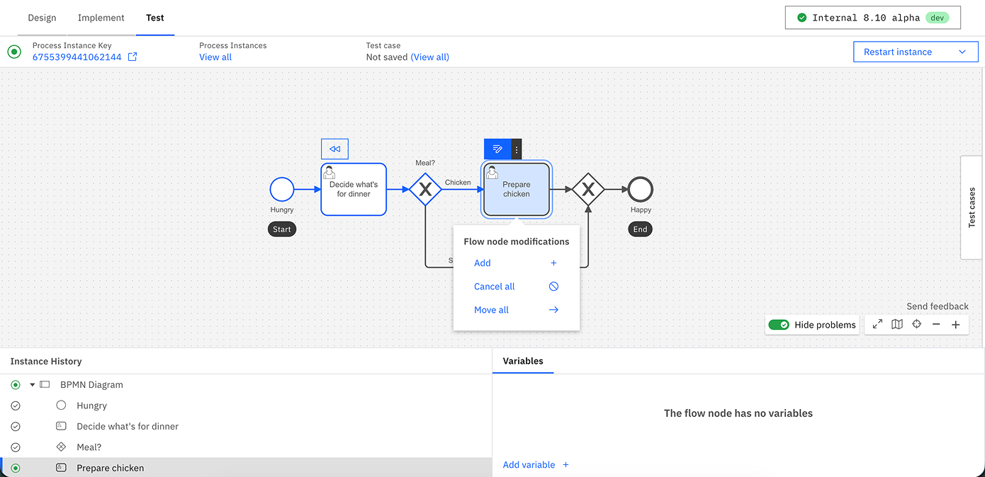 Modifying a process instance