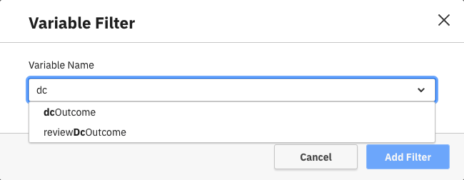 Searching through the variables in variable filter