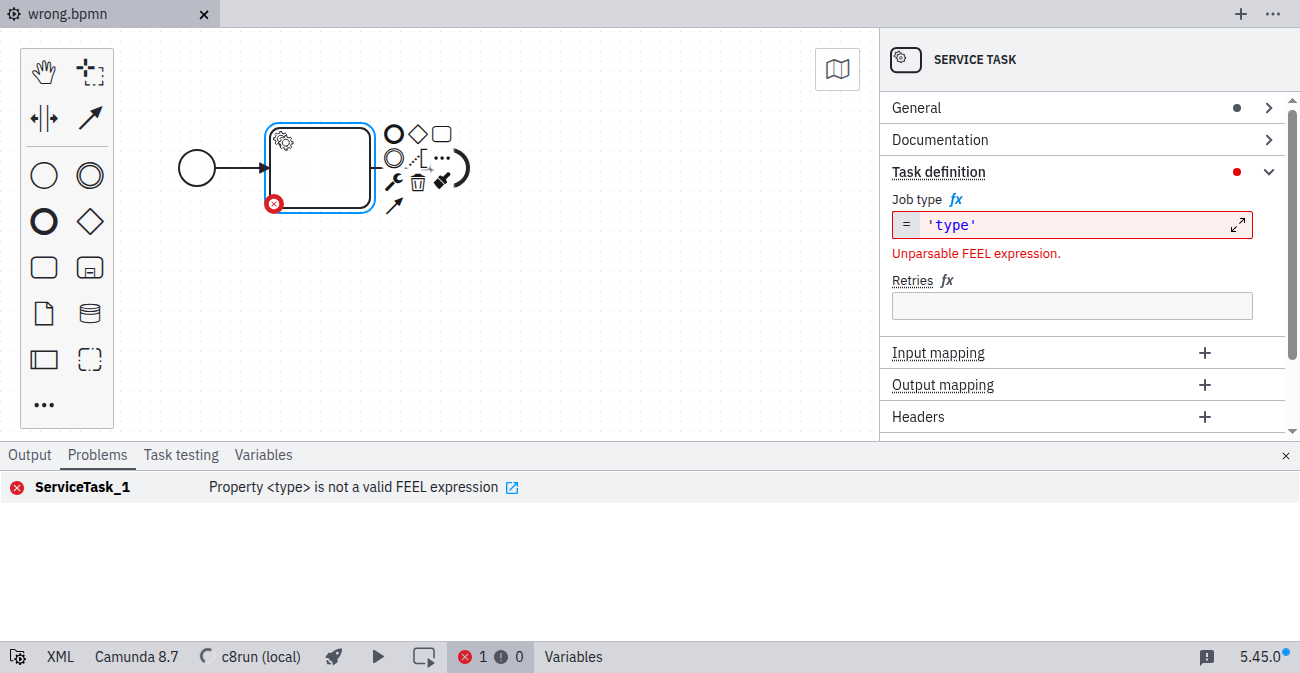 Invalid FEEL expression
