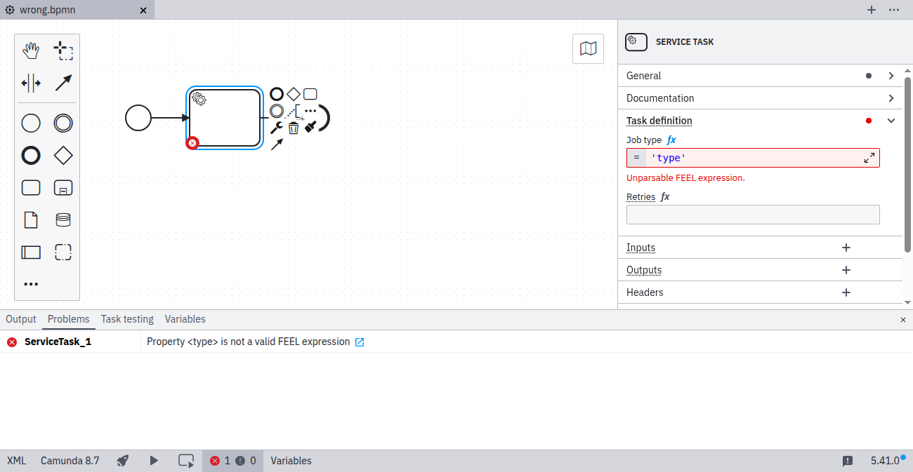 Invalid FEEL expression