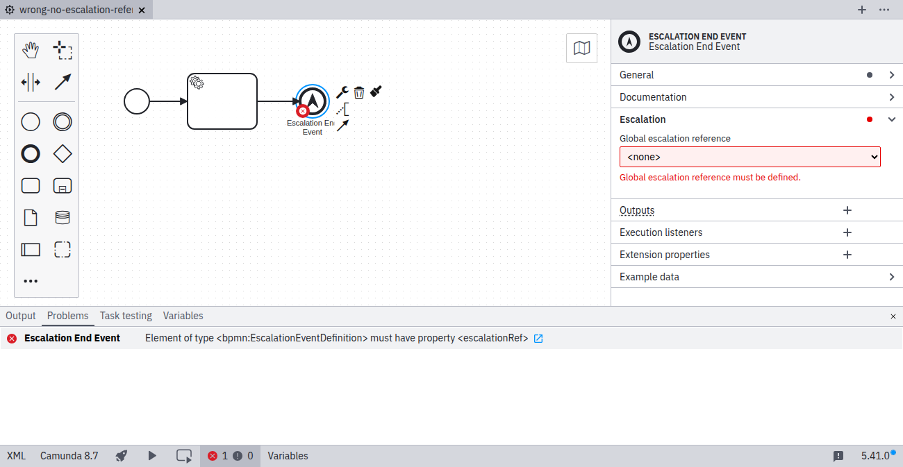 No escalation selected