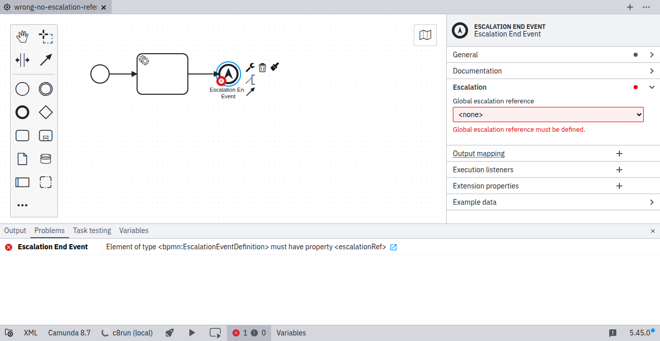 No escalation selected